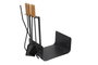 DKD Home Decor Set de 4 Leñeras de Acero y Pino Negro y Natural 11x2,5x57 cm