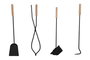DKD Home Decor Set de 4 Leñeras de Acero y Pino Negro y Natural 11x2,5x57 cm