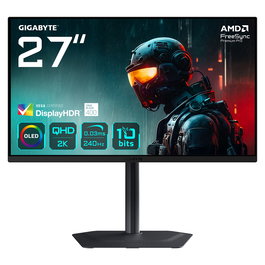 GIGABYTE MO27Q2 Monitor Gaming OLED 27" QHD 2560x1440, 240Hz, 0.03ms, HDR True Black 400, AMD FreeSync Premium Pro, HDMI 2.1, DisplayPort 1.4, 99% DCI-P3, Altavoces