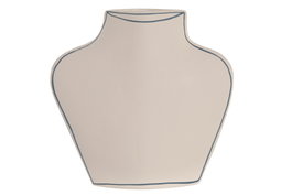 DKD Home Decor Jarrón de Terracota Pintado a Mano Crudo y Azul 15x5x15 cm