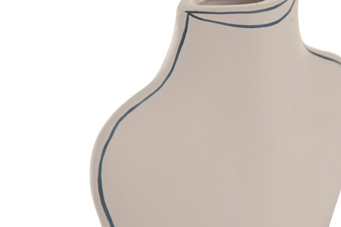 DKD Home Decor Jarrón de Terracota Pintado a Mano Crudo y Azul 15x5x15 cm DKD Home Decor Jarrón de Terracota Pintado a Mano Crudo y Azul 15x5x15 cm