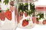 DKD Home Decor Set de 3 Botes de Cristal y Metal con Diseño de Fresas Rojo