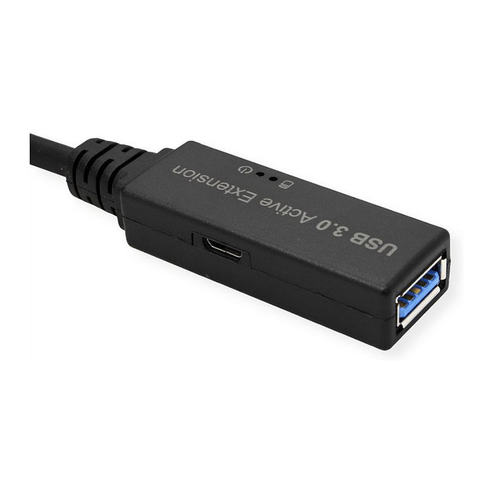 ROLINE Cable USB 3.2 Gen 1 con Repetidor Activo, USB C a USB A, 5 m, Negro