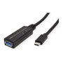 ROLINE Cable USB 3.2 Gen 1 con Repetidor Activo, USB C a USB A, 5 m, Negro