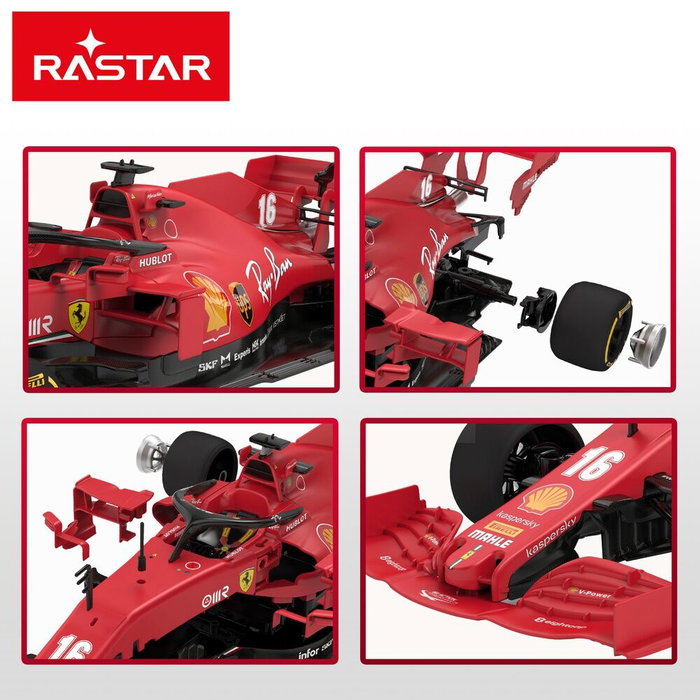 RASTAR Coche Ferrari Fórmula 1 Radio Control Teledirigido, Construible 66 Piezas, Escala 1:18, Eléctrico, +8 años