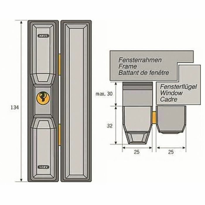 Abus FTS3002 S KA AL0125 Cerradura de seguridad para ventanas de aluminio, madera o plástico Abus FTS3002 S KA AL0125 Cerradura de seguridad para ventanas de aluminio, madera o plástico
