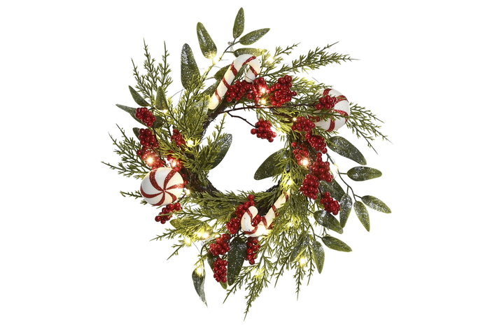 DKD Home Decor Corona Navidad Tradicional Verde Rojo 20 x 46 x 46 cm (2 Unidades)