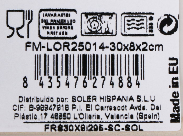 La Mediterranea Fuente Rectangular Lore Elite Brillo 30x8x2 cm