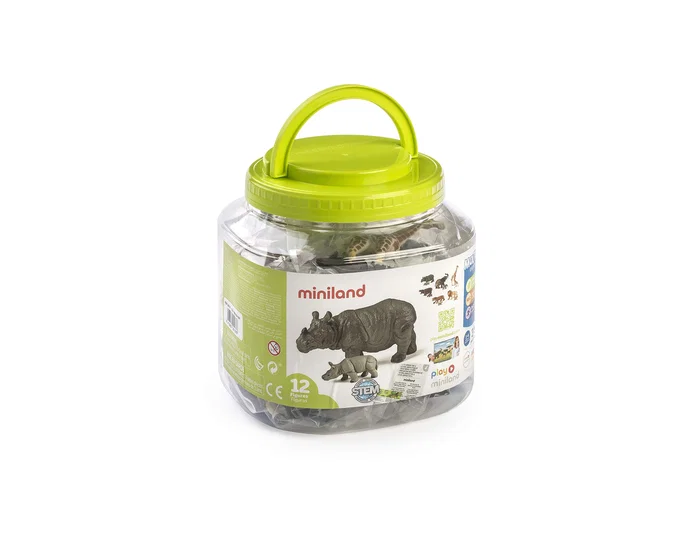 Miniland Juego de animales de la selva con crías (12 figuras)