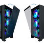 Coolbox Caja Ordenador Gaming Ge2000 Dualview ATX con frontal magnético intercambiable, 4 ventiladores ARGB 120 mm, USB-C, cristal templado, formatos ATX/micro ATX/mini ITX
