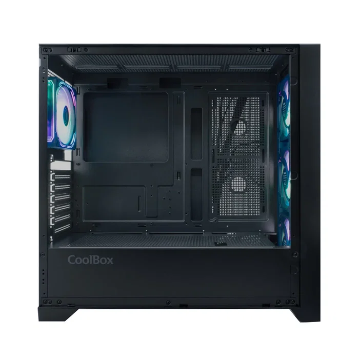 Coolbox GE-2000 DualView Torre PC Gaming ATX Negro con 4 Ventiladores ARGB, Cristal Templado, Compatible con Gráficas 395mm y Refrigeración Líquida 360mm