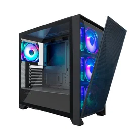 Coolbox GE-2000 DualView Torre PC Gaming ATX Negro con 4 Ventiladores ARGB, Cristal Templado, Compatible con Gráficas 395mm y Refrigeración Líquida 360mm