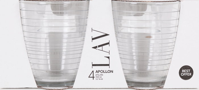 Lav Set 4 Vasos 340 cc Apollon Best Offer (12 Cajas)