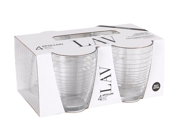 Lav Set 4 Vasos 340 cc Apollon Best Offer (12 Cajas)