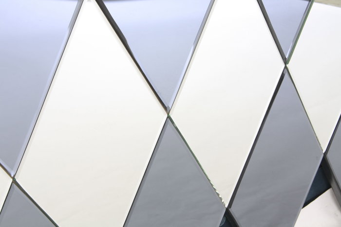 DKD Home Decor Espejo de Cristal y Madera con Rombos y Acabado Ahumado 120x80 cm