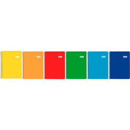 Enri - Cuaderno Espiral Tapa Dura Folio, 80 Hojas, 60 g/m² Liso, Pack de 5 Unidades C-Surtidos (Set de 5)