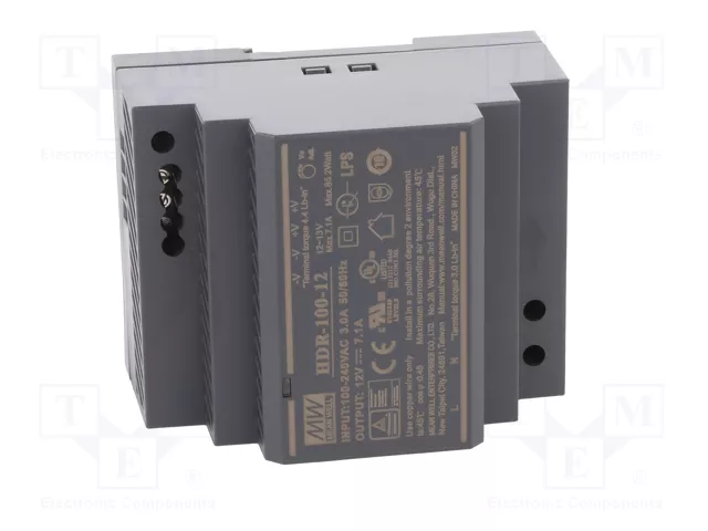 MEAN WELL HDR-100-12 Alimentador de impulso 85W 12VDC