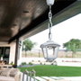 Fumagalli Farol de Techo con Cadena Colgante Modelo Sicar/Roby IP55, Casquillo E27, 23W Máx, Cristal Transparente, Blanco, Resina UV Anticorrosión, 195x195x700mm