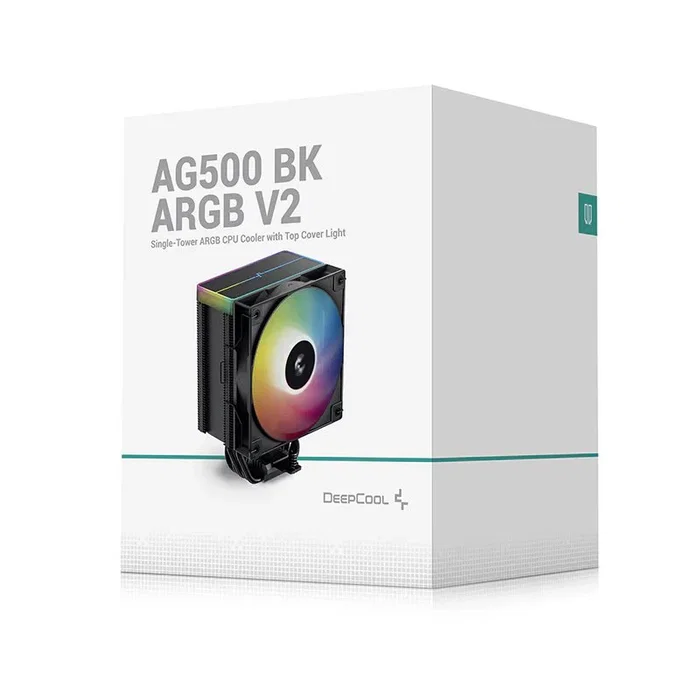 DeepCool AG500 BK ARGB V2 - Refrigerador de CPU, Ventilador 120 mm Negro, 5 Tubos de Calor, Compatible con AM5/AM4/LGA1700/LGA1200