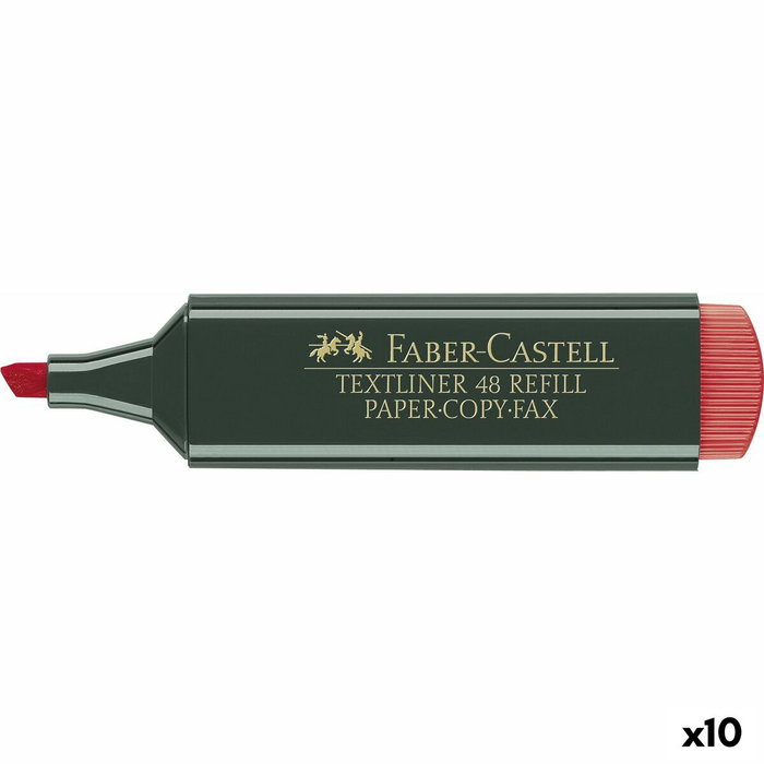 Faber Castell Textliner 48 Marcador Fluorescente Rojo (Set de 10)