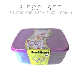 Plastiken Set de 6 Fiambreras Cuadradas Morado 20166-MOR