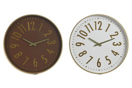 DKD Home Decor Reloj de Pared Blanco Marron 4 x 45 x 45 cm (2 Unidades)