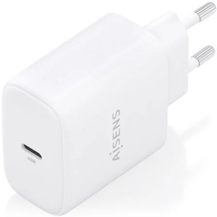 Aisens Cargador Pared GaN A110-0969, 1xUSB Tipo-C, 45W, Blanco, Carga Rápida Portátiles y Móviles