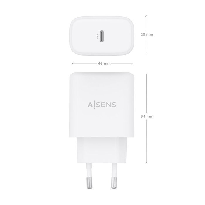 Aisens Cargador GaN A110-0969 USB-C 45W Blanco