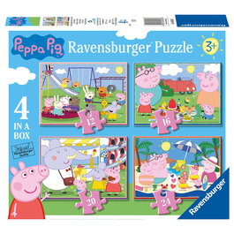 RAVENSBURGER Puzzle 4 Formas Peppa Pig 06958 - 4 Puzzles de Madera, Diferentes Niveles, Tamaño 19x14 cm, para Niños +3 Años