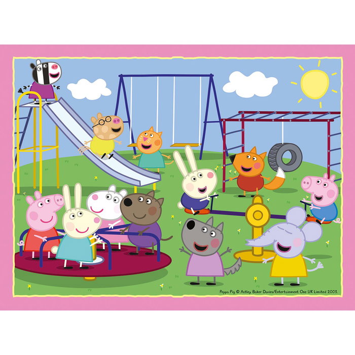 RAVENSBURGER Puzzle 4 Formas Peppa Pig 06958 - 4 Puzzles de Madera, Diferentes Niveles, Tamaño 19x14 cm, para Niños +3 Años