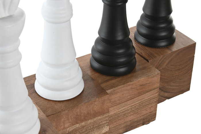DKD Home Decor Figuras de Ajedrez en Aluminio y Acacia, Surtido de 4 Piezas