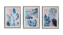 DKD Home Decor Cuadro MDF Cristal Tropical Surtido de 3 Unidades