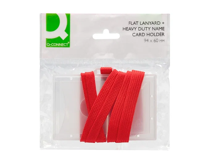 Q-connect KF03303 Identificador con cordon plano rojo y apertura lateral 94x60 mm