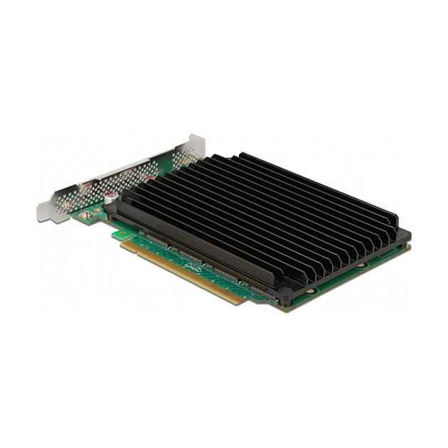 DeLOCK 83446 Tarjeta Adaptador PCIe x16 a 4 Ranuras NVMe M.2 Internas con Disipador Pasivo - Bifurcación, PCIe 4.0, Soportado en Windows y Linux