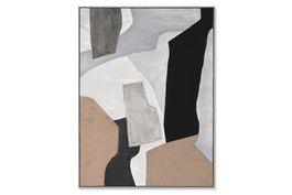 DKD Home Decor Cuadro Moderno Gris Negro Abstracto Lienzo Poliester 103 x 143 cm