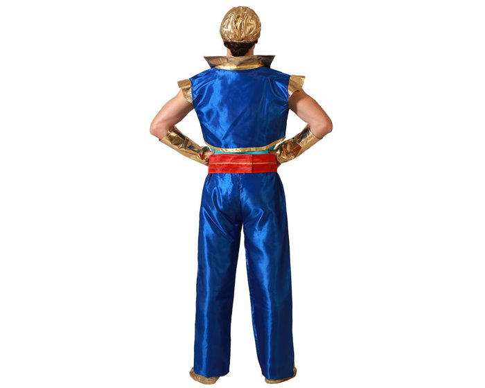 Disfraz de Genio para Hombre Adulto Azul Brillante - Conjunto de 7 Piezas (Turbante, Chaleco, Pantalón) para Fiesta y Carnaval - Temática Fantasía y Magia