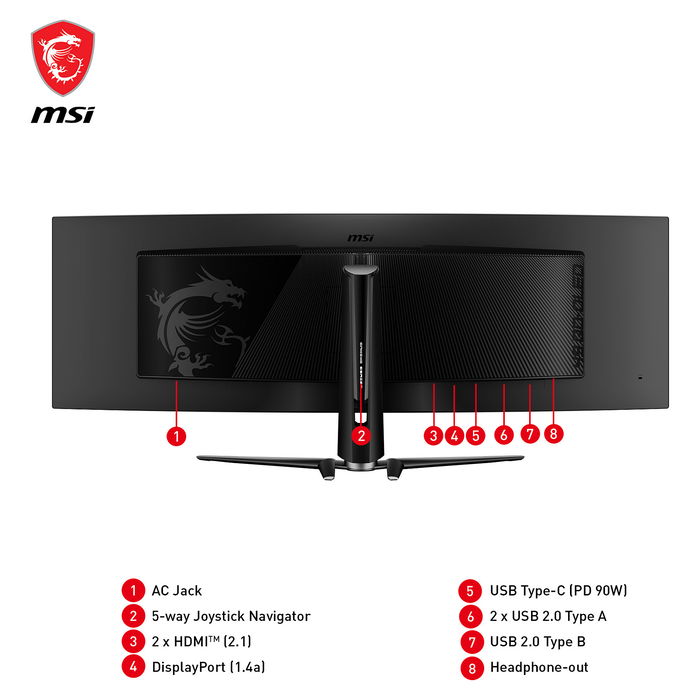 MSI MPG 491CQPDE Monitor Gaming Curvo QD-OLED 124.46cm (49") 5120 x 1440 DQHD Negro