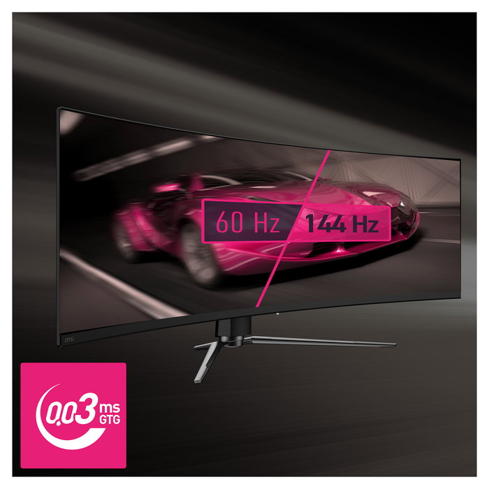 MSI MPG 491CQPDE Monitor Gaming Curvo QD-OLED 124.46cm (49"), Dual QHD 5120x1440, 144Hz, 0.03ms, 1800R, HDR600, HDMI 2.1, DisplayPort, USB-C, Negro