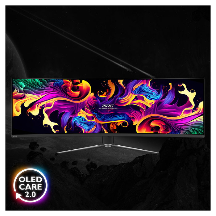 MSI MPG 491CQPDE Monitor Gaming Curvo QD-OLED 124.46cm (49"), Dual QHD 5120x1440, 144Hz, 0.03ms, 1800R, HDR600, HDMI 2.1, DisplayPort, USB-C, Negro