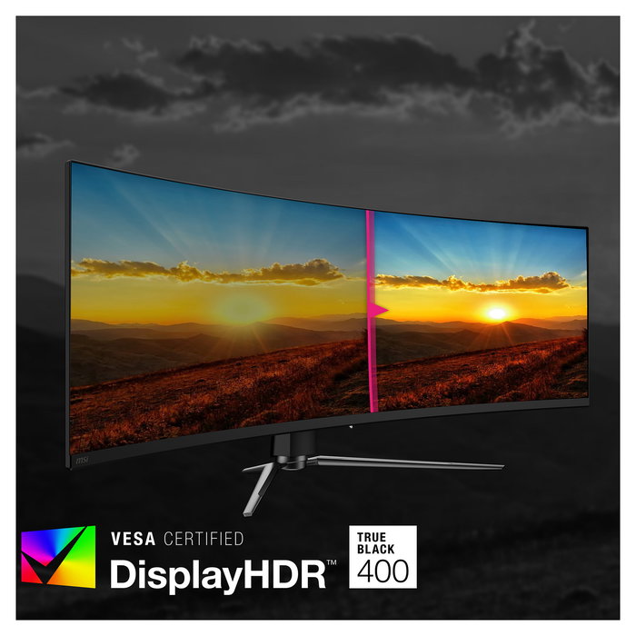 MSI MPG 491CQPDE Monitor Gaming Curvo QD-OLED 124.46cm (49"), Dual QHD 5120x1440, 144Hz, 0.03ms, 1800R, HDR600, HDMI 2.1, DisplayPort, USB-C, Negro