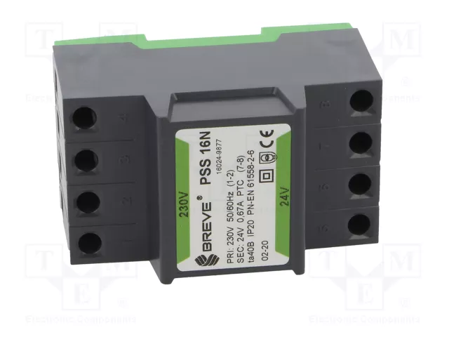 BREVE TUFVASSONS Transformador de red 16VA 230VAC/24V