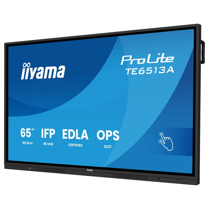 Iiyama TE6513A-B2AG Panel Plano Interactivo 4K UHD de 65 Pulgadas con Android 14, 3840 x 2160 Pixeles, Wi-Fi 6, Bluetooth, Toque 40 Puntos, 60W Altavoces, para Educacion