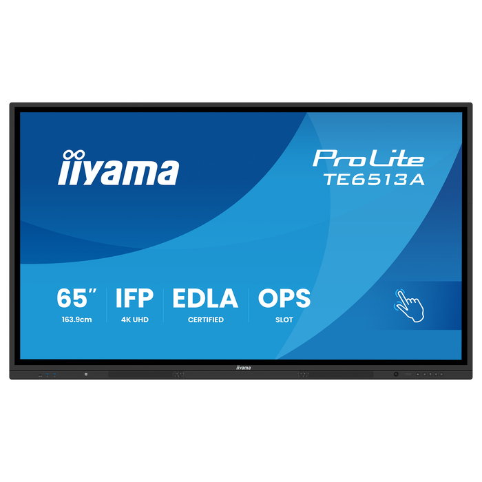 Iiyama TE6513A-B2AG Panel Plano Interactivo 4K UHD de 65 Pulgadas con Android 14, 3840 x 2160 Pixeles, Wi-Fi 6, Bluetooth, Toque 40 Puntos, 60W Altavoces, para Educacion