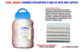 Cuerda Poliéster 5 mm 25 mts. BPT05