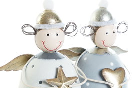 DKD Home Decor Figura Navidad Moderna Metal Blanco Gris 6.5 x 14 x 9 cm Angel (6 Unidades)