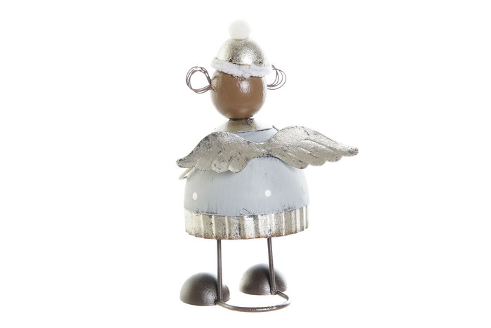 DKD Home Decor Figura Navidad Moderna Metal Blanco Gris 6.5 x 14 x 9 cm Angel (6 Unidades)