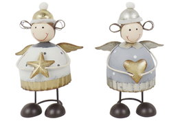 DKD Home Decor Set de 6 Figuras de Ángel en Metal, Surtido de 2 Modelos