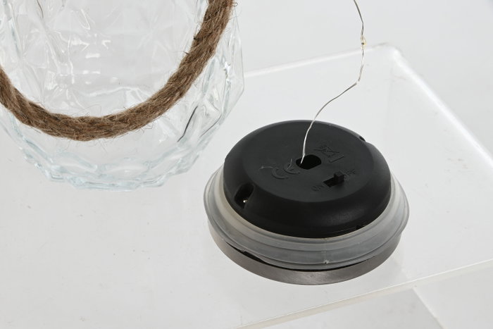DKD Home Decor Lámpara Solar LED Cristal Transparente y Plateado