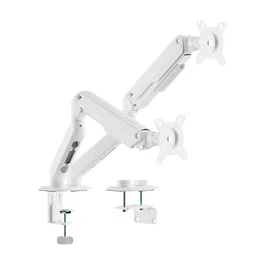 Aisens Soporte de Mesa DT32TSR-439 para 2 Monitores, con Contrapeso, Giratorio e Inclinable, Pantallas 17-32" hasta 9kg por Brazo, Blanco