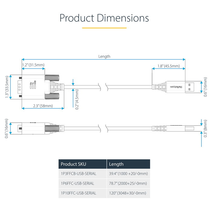 StarTech 10FT/3M USB TO SERIAL CABLE FTDI USB a DB9 RS232